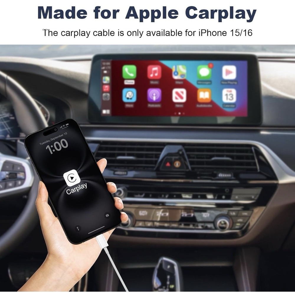 D0049-USB-A to USB-C Cable for iPhone 15 16 17 Pro Max CarPlay White 3ft - Picture 2 of 7